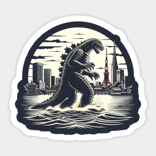 Vintage Godzilla Awakens: The Ultimate Sci-Fi Gift Sticker